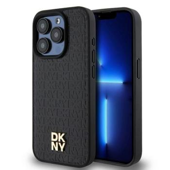 DKNY DKHMP15LPSHRPSK Leather Monogram Pattern Metal Logo MagSafe-kompatibilis tok iPhone 15 Pro - fekete kép