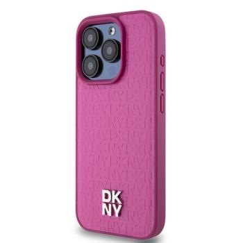 DKNY DKHMP15LPSHRPSP Leather Monogram Pattern Metal Logo MagSafe-kompatibilis tok iPhone 15 Pro - rózsaszín kép