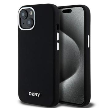 DKNY DKHMP15MSMCHLK Liquid Silicone Small Metal Logo MagSafe-kompatibilis tok iPhone 15 Plus / 14 Plus - fekete kép