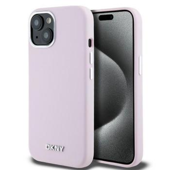 DKNY DKHMP15MSMCHLP Liquid Silicone Small Metal Logo MagSafe-kompatibilis tok iPhone 15 Plus / 14 Plus - rózsaszín kép