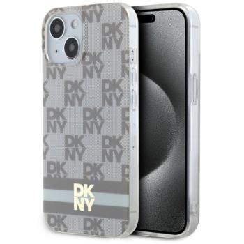 DKNY DKHMP15SHCPTSE IML Checkered Mono Pattern &amp; Printed Stripes MagSafe-kompatibilis tok iPhone 15 - bézs kép