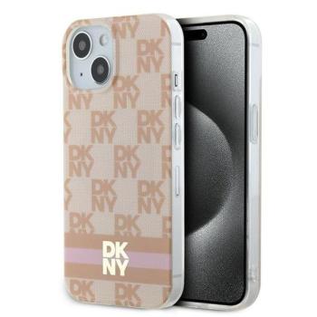 DKNY DKHMP15SHCPTSP IML Checkered Mono Pattern Pattern &amp; Printed Stripes MagSafe-kompatibilis tok iPhone 15 - rózsaszín kép