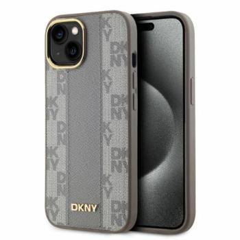 DKNY DKHMP15SPCPVSLE Leather Checkered Mono Pattern MagSafe keménytok iPhone 15 - bézs kép