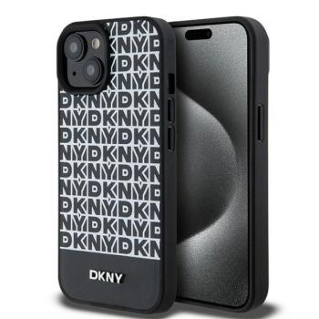 DKNY DKHMP15SPSOSPK Leather Printed Pattern Metal Logo MagSafe-kompatibilis tok iPhone 15 - fekete kép