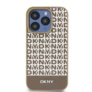 DKNY DKHMP15SPSOSPW Leather Printed Pattern Metal Logo MagSafe-kompatibilis tok iPhone 15 - barna kép