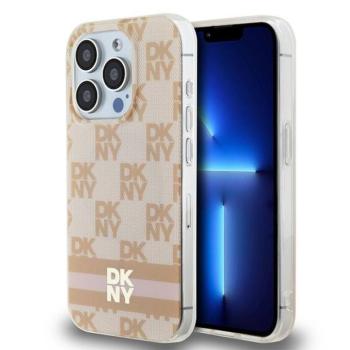 DKNY DKHMP15XHCPTSP Checkered Mono Pattern &amp; Printed Stripes MagSafe-kompatibilis tok iPhone 15 Pro Max - rózsaszín kép