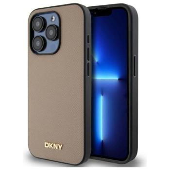 DKNY DKHMP15XPGHLME Grained Metal Logo MagSafe-kompatibilis tok iPhone 15 Pro Max - bézs kép