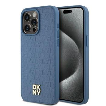 DKNY DKHMP15XPSHRPSB Leather Monogram Pattern Metal Logo MagSafe-kompatibilis tok iPhone 15 Pro Max - kék kép