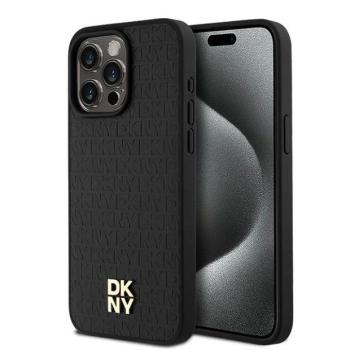 DKNY DKHMP15XPSHRPSK Leather Monogram Pattern Metal Logo MagSafe-kompatibilis tok iPhone 15 Pro Max - fekete kép