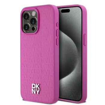 DKNY DKHMP15XPSHRPSP Leather Monogram Pattern Metal Logo MagSafe-kompatibilis tok iPhone 15 Pro Max - rózsaszín kép