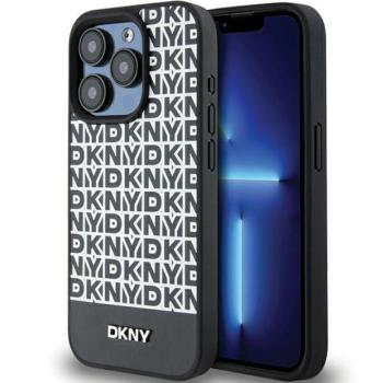 DKNY DKHMP15XPSOSPK Leather Printed Pattern Metal Logo MagSafe-kompatibilis tok iPhone 15 Pro Max - fekete kép