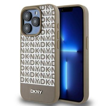 DKNY DKHMP15XPSOSPW Leather Printed Pattern Metal Logo MagSafe-kompatibilis tok iPhone 15 Pro Max - barna kép