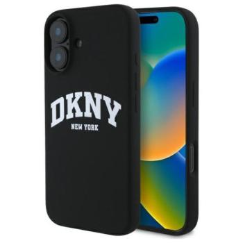 DKNY DKHMP16SSNYACH Silicone White Printed Logo MagSafe-kompatibilis keménytok iPhone 16 - fekete kép