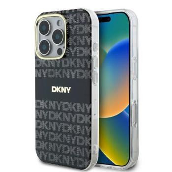 DKNY DKHMP16XHRHSEK Repeat Texture Pattern With Stripe keménytok iPhone 16 Pro Max - fekete kép