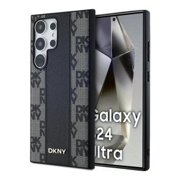DKNY DKHMS24LPCPVSLK Leather Checkered Mono Pattern MagSafe-kompatibilis tok Samsung Galaxy S24 Ultra - fekete kép
