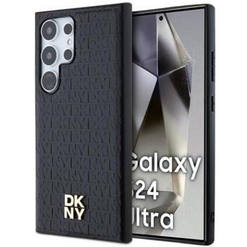 DKNY DKHMS24LPSHRPSK Leather Pattern Metal Logo MagSafe-kompatibilis tok Samsung Galaxy S24 Ultra - fekete kép