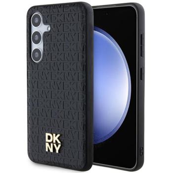 DKNY DKHMS24MPSHRPSK Leather Pattern Metal Logo MagSafe-kompatibilis tok Samsung Galaxy S24 Plus - fekete kép