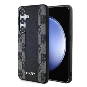 DKNY Leather Checkered Mono Pattern Samsung Galaxy S24 (S921) MagSafe hátlap tok, fekete DKHMS24SPCPVSLK kép