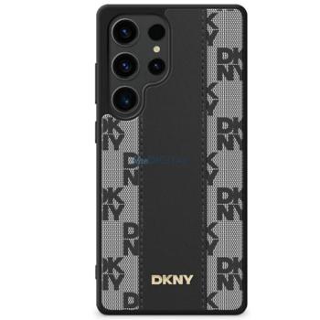DKNY Leather Checkered Pattern MagSafe-kompatibilis tok Samsung Galaxy S25 Ultra - fekete kép