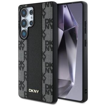 DKNY Leather Checkered Pattern Samsung Galaxy S25 Ultra MagSafe hátlap tok, fekete kép