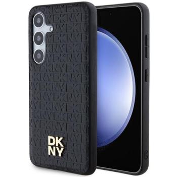 DKNY Leather Pattern Metal Logo Samsung Galaxy S24 (S921) Magsafe hátlap tok, fekete DKHMS24SPSHRPSK kép