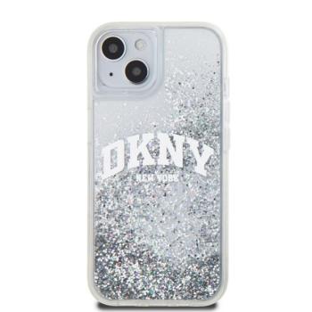 DKNY Liquid Glitter Arch Logo iPhone 14 hátlap tok, átlátszó kép