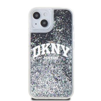 DKNY Liquid Glitter Arch Logo iPhone 14 hátlap tok, fekete kép