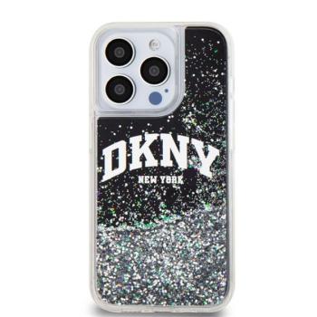 DKNY Liquid Glitter Arch Logo iPhone 15 Pro hátlap tok, fekete kép