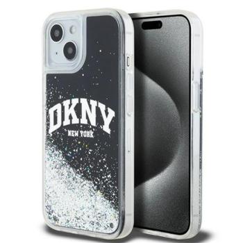 DKNY Liquid Glitter Big Logo Apple iPhone 15 Plus / 14 Plus hátlap tok, fekete, DKHCP15MLBNAEK kép