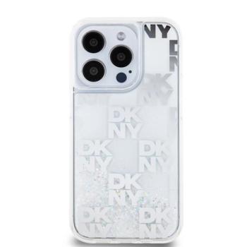 DKNY Liquid Glitter Checkered Pattern iPhone 15 Pro hátlap tok, átlátszó kép