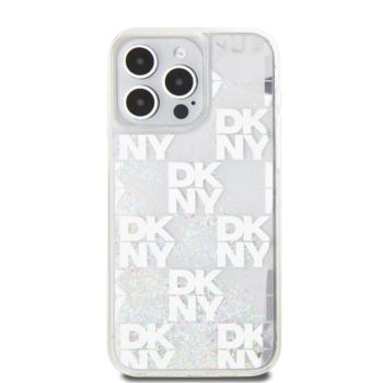 DKNY Liquid Glitter Checkered Pattern iPhone 15 Pro Max hátlap tok, átlátszó kép