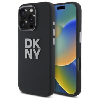 DKNY Liquid Silicone Metal Logo iPhone 16 Pro hátlap tok, fekete DKHCP16LSMCBSK kép