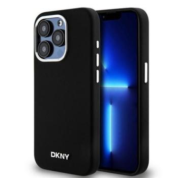 DKNY Liquid Silicone Small Metal Log Apple iPhone 14 Pro Magsafe hátlap tok, fekete, DKHMP14LSMCHLK kép