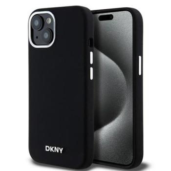 DKNY Liquid Silicone Small Metal Logo Apple iPhone 13 / 14 / 15 Magsafe hátlap tok, fekete, DKHMP14SSMCHLK kép