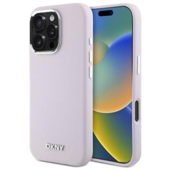 DKNY Liquid Silicone Small Metal Logo iPhone 16 Pro Max MagSafe hátlap tok, rózsaszín DKHMP16XSMCHLP kép