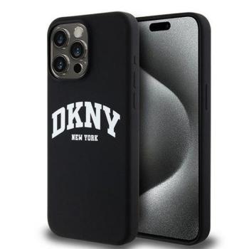 DKNY Liquid Silicone White Printed Logo Apple iPhone 13 Pro Max Magsafe hátlap tok, fekete kép