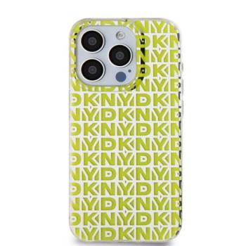 DKNY PC/TPU Repeat Pattern iPhone 15 Pro hátlap tok, sárga kép