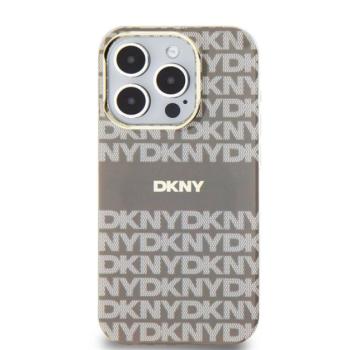 DKNY PC/TPU Repeat Pattern Tonal Stripe Apple iPhone 15 Pro Magsafe tok, bézs kép