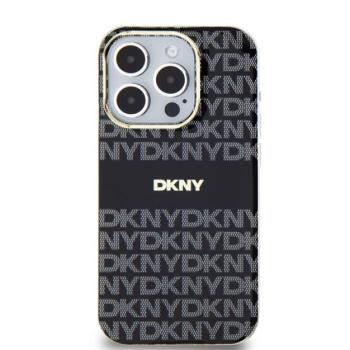 DKNY PC/TPU Repeat Pattern Tonal Stripe Apple iPhone 15 Pro Magsafe tok, fekete kép