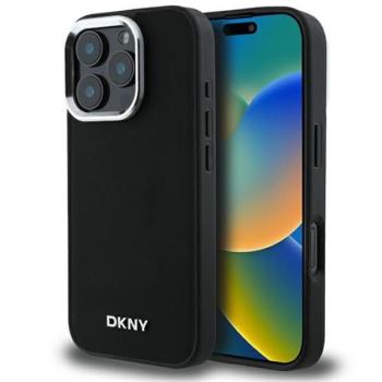 DKNY Plain Silver Logo iPhone 16 Pro Max MagSafe hátlap tok, fekete DKHMP16XPSCMCLK kép