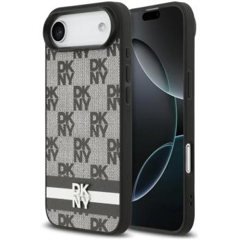 DKNY PU Leather Checkered Pattern and Stripe Apple iPhone Air (2025) hátlap tok, fekete kép