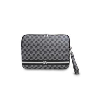 DKNY PU Leather Checkered Pattern and Stripe Laptop táska, 13-14&quot;, fekete kép