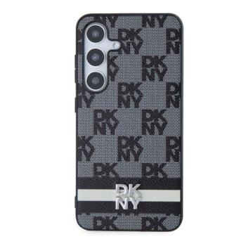 DKNY PU Leather Checkered Pattern and Stripe Samsung Galaxy S24 tok, fekete kép
