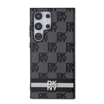 DKNY PU Leather Checkered Pattern and Stripe Samsung Galaxy S24 Ultra hátlap tok, fekete kép