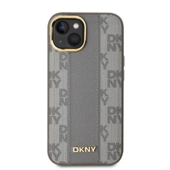 DKNY PU Leather Checkered Pattern iPhone 15 MagSafe tok, bézs kép