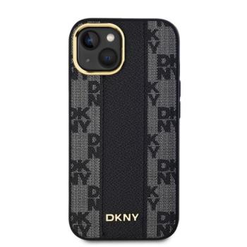 DKNY PU Leather Checkered Pattern iPhone 15 MagSafe tok, fekete kép