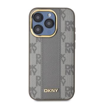 DKNY PU Leather Checkered Pattern iPhone 15 Pro Max MagSafe tok, bézs kép