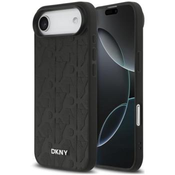 DKNY PU Leather Grid Pattern Apple iPhone Air (2025) hátlap tok, MagSafe, fekete kép
