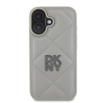 DKNY PU Leather Quilted Stack Logo iPhone 16 Plus tok, szürke kép