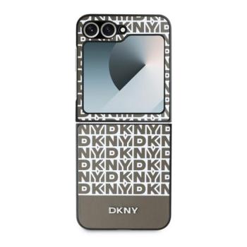 DKNY PU Leather Repeat Pattern Bottom Stripe Samsung Galaxy Z Flip 6 / Flip 7 FE hátlap tok, barna kép